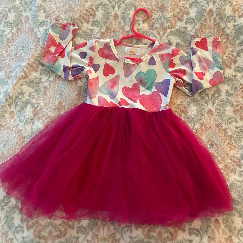 Mika & Rose Heart Patterned Kids Dress 3T